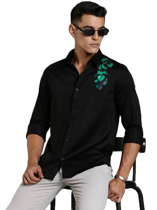 Black Printed Shirt Full Sleeve