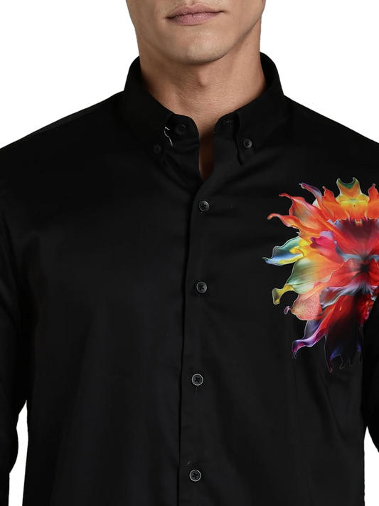 Black Printed Shirt Full Sleeve