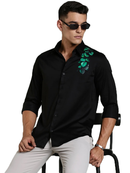 Black Printed Shirt Full Sleeve